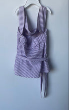 Load image into Gallery viewer, Express Womens White Purple Striped Cowl Neck Side-Zip Blouse Top Size 00
