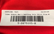Load image into Gallery viewer, Under Armour Mens Red Gray Loose Short Sleeve Golf Polo Shirt Size Medium

