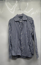 Load image into Gallery viewer, Tommy Hilfiger Mens Blue White Check Long Sleeve Collared Dress Shirt Size Large
