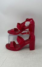 Load image into Gallery viewer, Melissa Womens Model Ad Red Open Toe Buckle Block Platform Heels Size 9
