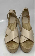 Load image into Gallery viewer, Authentic Tory Burch Womens Selby Beige Wedge Espadrille Sandals Size 11M Worn

