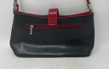 Load image into Gallery viewer, Florence Womens Black Red Leather Inner Pocket Push Lock Zip Top Shoulder Bag
