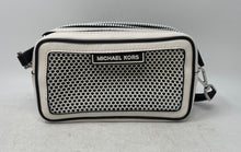 Load image into Gallery viewer, Michael Kors Womens Sport Danika White Black Mesh Leather Trim Crossbody Handbag
