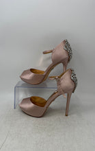 Load image into Gallery viewer, Badgley Mischka Womens Rose Gold Rhinestone High Ankle Strap Heels Size 9M
