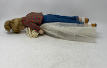 Load image into Gallery viewer, Plaid Shirt White Skirt Blonde Curly Hair Blue Jeans Porcelain Fashion Doll
