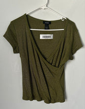 Load image into Gallery viewer, Express Womens Green Short Sleeve V-Neck Pullover Wrap Blouse Top Size Large
