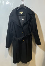 Load image into Gallery viewer, Michael Kors Womens Black Long Sleeve Belted Hooded Trench Coat Size 2X
