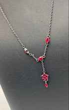 Load image into Gallery viewer, Authentic Givenchy Women's Gunmetal Red Crystal Accent Necklace
