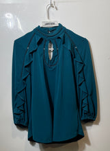 Load image into Gallery viewer, 7th Avenue New York &amp; Company Design Studio Womens Teal Blouse Top Size S
