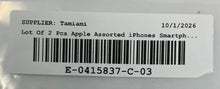 Load image into Gallery viewer, Lot Of 2 Pcs Apple iPhone Assorted Model iOS Smartphones Not Tested For Parts
