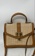 Load image into Gallery viewer, Nanette Lepore Womens Light Brown Raffia Leather Adjustable Strap Crossbody Bag
