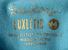 Load image into Gallery viewer, Lilly Pulitzer Womens Blue Short Sleeve Regular Fit Luxletic Polo Shirt Size M
