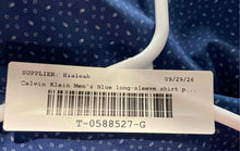 Load image into Gallery viewer, Calvin Klein Mens Blue White Printed Long Sleeve Stretch Dress Shirt Size M 15.5
