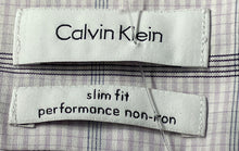 Load image into Gallery viewer, Calvin Klein Mens Purple And White Plaid Slim Fit Long Sleeves Dress Shirt Sz 16
