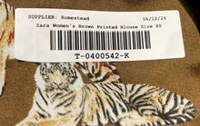 Load image into Gallery viewer, Zara Womens Brown Tiger Print Satin Long Sleeve Collared Button-Up Shirt Size XS
