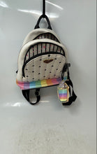Load image into Gallery viewer, Betsey Johnson Womens Multicolor Leather Hearts Bag Charm Zipper Mini Backpack
