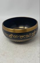 Load image into Gallery viewer, Vintage Black And Gold-Tone Brass Engraved Script Tibetan Singing Bowl
