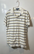 Load image into Gallery viewer, Polo By Ralph Lauren Mens White Blue Yellow Striped Short Sleeve Polo Shirt Sz L
