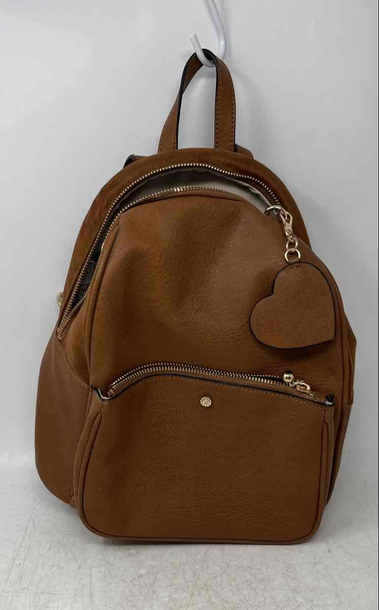 LC Lauren Conrad Womens Kate Brown Faux Leather Adjustable Strap Zipper Backpack