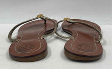 Load image into Gallery viewer, Authentic Tory Burch Womens Terra Brown Gold Open Toe Flat Thong Sandals Sz 8.5M
