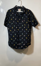 Load image into Gallery viewer, Levi's Mens Black Tropical Palm Tree Print Cotton Short Sleeve Button-Up Shirt L
