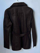 Load image into Gallery viewer, Emporia Collection Womens Brown Suede Long Sleeve Collared Belted Jacket Size XL

