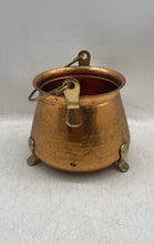 Load image into Gallery viewer, Vintage Teleflora Collectibles Three Footed Top Handle Brass Tone Jar
