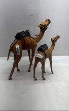 Load image into Gallery viewer, Vintage Brown Leather Wrapped Saddle Harness Mother Calf Camel Figurines 2 Pcs
