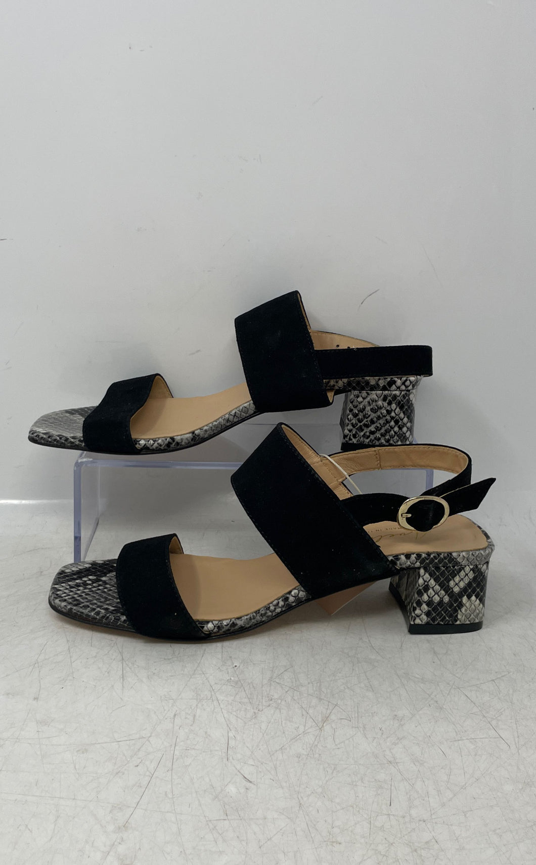 Avellini Womens Black Leather Open Toe Slingback Sandals Size US 6 EU 37 W/ Tag