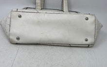Load image into Gallery viewer, London Fog Womens White Ostrich Embossed Charm Bottom Studs Satchel Handbag
