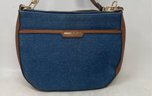 Load image into Gallery viewer, Anne Klein Womens Blue Brown Inner Pockets Zipper Shoulder Crossbody Handbag
