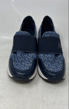 Load image into Gallery viewer, Michael Kors Womens Felix Blue White Logo Print Slip-On Sneaker Shoes Size 7.5M
