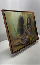Load image into Gallery viewer, Woman Brushing Her Hair by Regalado Framed Wall Art Canvas Oil Painting

