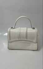 Load image into Gallery viewer, Zara Womens White Croc Embossed Faux Leather Chain Strap Crossbody Handbag
