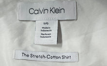 Load image into Gallery viewer, Calvin Klein Mens White Long Sleeve Collared Stretch Button-Up Shirt Size Large
