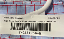 Load image into Gallery viewer, Hugo Boss Mens Blue Check Cotton Sharp Fit Long Sleeve Dress Shirt Sz 16.5 34/35
