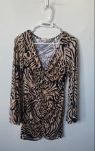 Load image into Gallery viewer, Arden B. Womens Black Khaki Printed Long-Sleeve V-Neck Bodycon Dress Size XS
