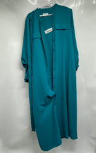Load image into Gallery viewer, Calvin Klein Womens Dark Aqua Long Sleeve V-Neck Belted Midi Shirt Dress Size 4

