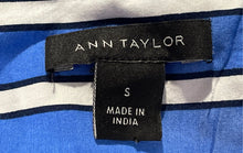 Load image into Gallery viewer, Ann Taylor Womens Blue And White Striped Collared Button-Up Shirt Size Small
