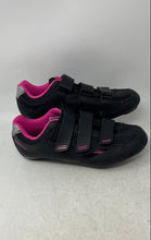 Load image into Gallery viewer, Tommaso Womens Pista 100 Black Pink Faux Leather Hook &amp; Loop Cycling Shoes Sz 10
