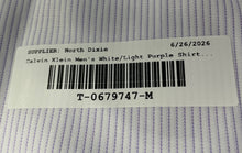 Load image into Gallery viewer, Calvin Klein Mens White Light Purple Pinstripe Slim Fit Dress Shirt Sz 16 34/35
