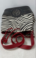 Load image into Gallery viewer, Abel Womens Multicolor Zebra Print Bottom Studs Drawstring Bucket Handbag
