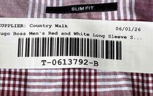 Load image into Gallery viewer, Hugo Boss Mens Red And White Plaid Slim Fit Long Sleeve Dress Shirt Size 15
