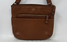 Load image into Gallery viewer, Fossil Womens Brown Leather Outer Pocket Adjustable Strap Crossbody Bag
