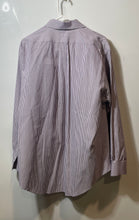 Load image into Gallery viewer, Lands' End Mens White Purple Striped Print Long Sleeve Dress Shirt Size 16 1/2
