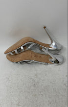 Load image into Gallery viewer, Aldo Womens Silver-Tone Leather Open Toe Stiletto Heel Slingback Sandals Size 38
