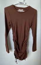 Load image into Gallery viewer, BCBGeneration Womens Brown Ribbed Side Ruched Long Sleeve Mini Dress Size S
