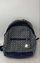 Load image into Gallery viewer, Tommy Hilfiger Mens Blue And Tan Monogram Print Adjustable Strap Backpack
