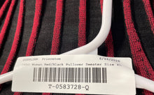 Load image into Gallery viewer, DKNY Womens Black Red Striped Long Sleeve V-Neck Pullover Sweater Size XL
