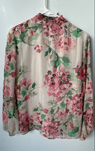 Load image into Gallery viewer, DKNY Womens Pink Floral Long Sleeve Round Tie Neck Comfort Blouse Top Size S
